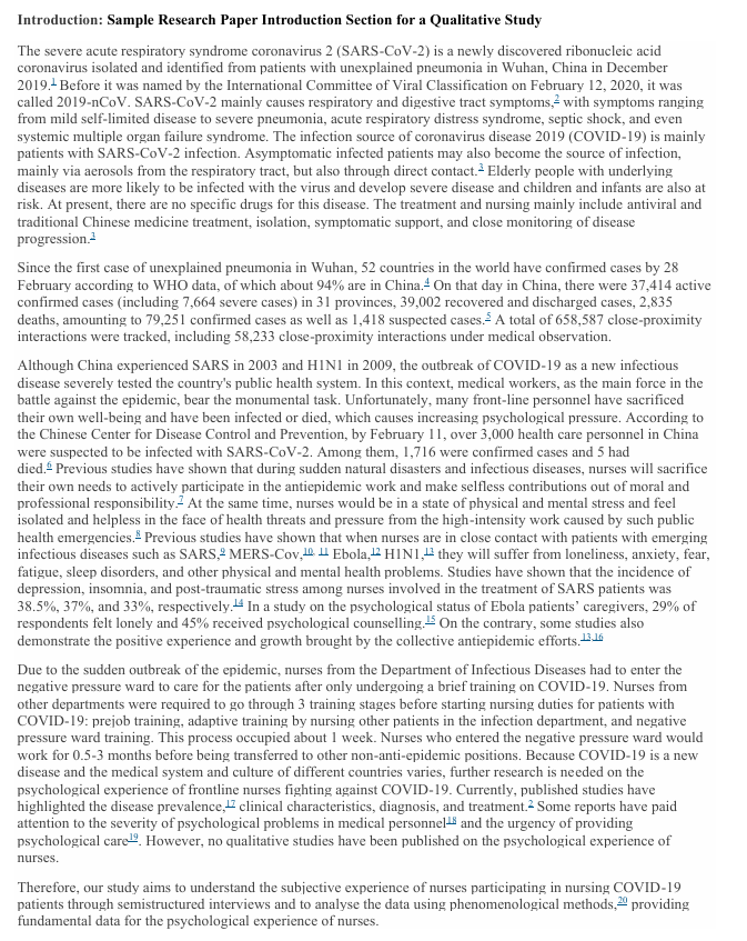 Sample Research Paper Introduction Section for a Qualitative Study