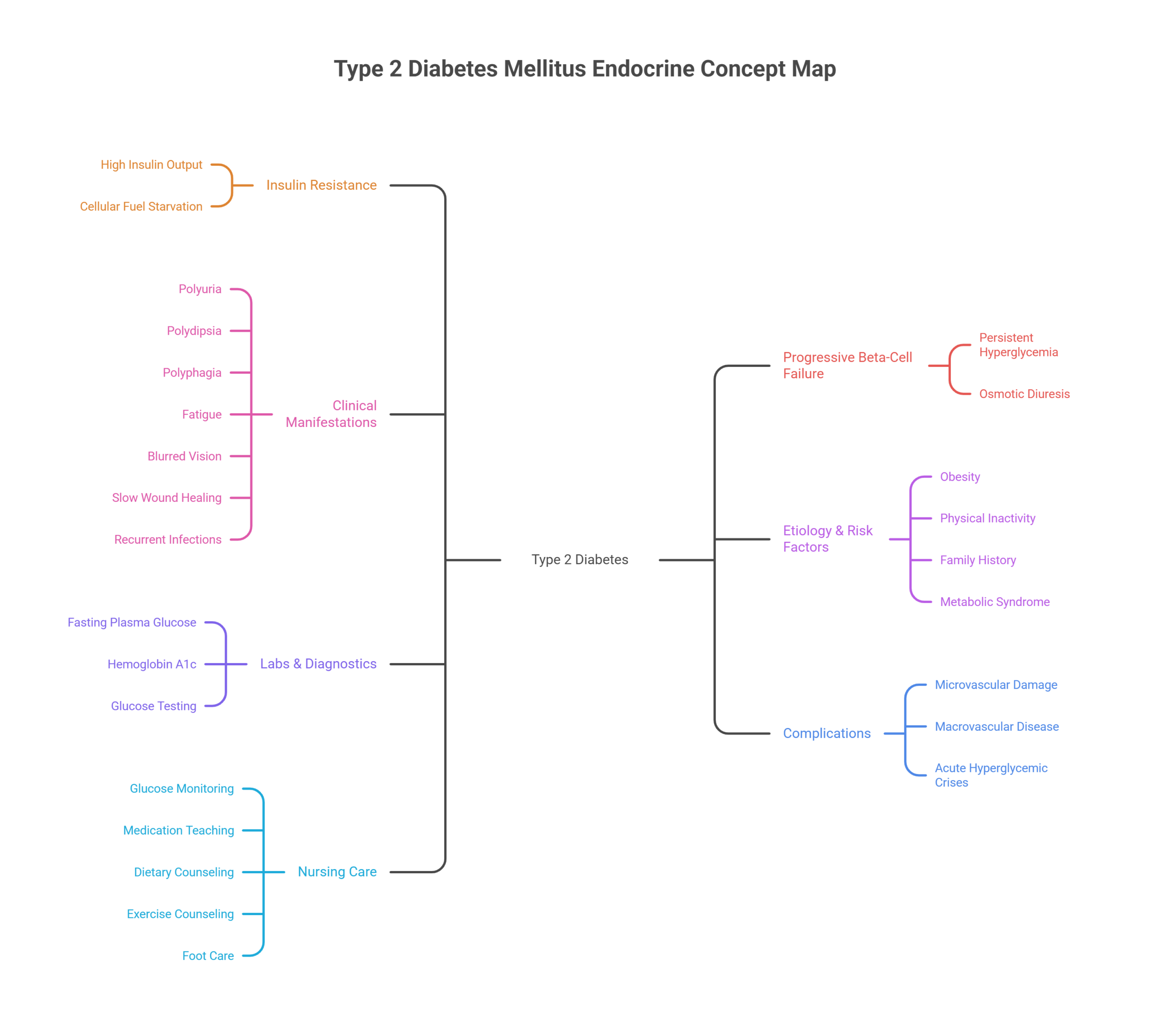 Type 2 Diabetes Mellitus Endocrine Concept Map Template